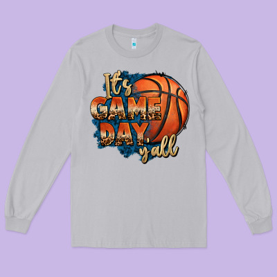 It's Game Day Y'all Basketball Long Sleeve Tee Designed By Fadigitalartstudio