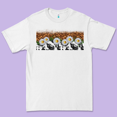 Cowhide Leopard Daisies Premium Tee Designed By Tumblerdesignbyshophia