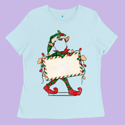 Customize Christmas Elf Ladies Tee Designed By Cowgirlartshop