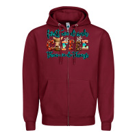Burgundy first we drink coffee then we do things Zipper Hoodie - AdoDesignShop