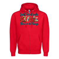 Red first we drink coffee then we do things Zipper Hoodie - AdoDesignShop