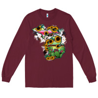 Burgundy Cowhide Michigan map Long Sleeve Tee - RanaPortraitStore