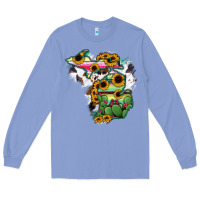 Colony Blue Cowhide Michigan map Long Sleeve Tee - RanaPortraitStore