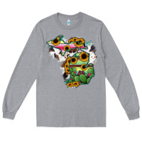 Heather Grey Cowhide Michigan map Long Sleeve Tee - RanaPortraitStore