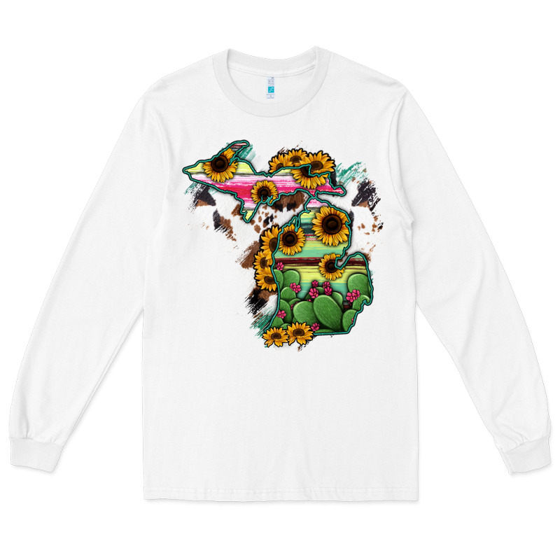 Cowhide Michigan Map Long Sleeve Tee by RanaPortraitStore | Teevron