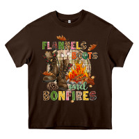 Chocolate Brown Flannels boots and bonfires Heavy Core Tee - NancyCooperArtShop
