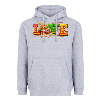 Heather Grey love with hamburger Heavyweight Hoodie - AdoDesignShop