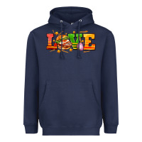 Navy love with hamburger Heavyweight Hoodie - AdoDesignShop