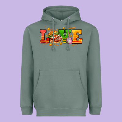 Love With Hamburger Heavyweight Hoodie Designed By Adodesignshop
