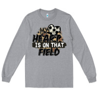 Heather Grey my heart is on that field soccer Long Sleeve Tee - FaDigitalArtStudio