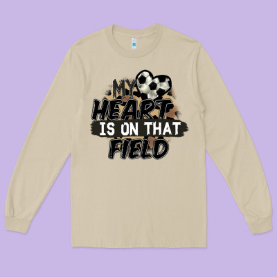 My Heart Is On That Field Soccer Long Sleeve Tee Designed By Fadigitalartstudio