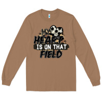 Toasted Coconut my heart is on that field soccer Long Sleeve Tee - FaDigitalArtStudio