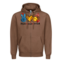 Chestnut peace love  softball Zipper Hoodie - AdoDesignShop