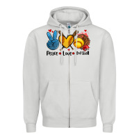 Dove Grey peace love  softball Zipper Hoodie - AdoDesignShop