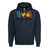 Navy peace love  softball Zipper Hoodie - AdoDesignShop