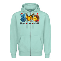 Peace Love  Softball Zipper Hoodie | Teevron