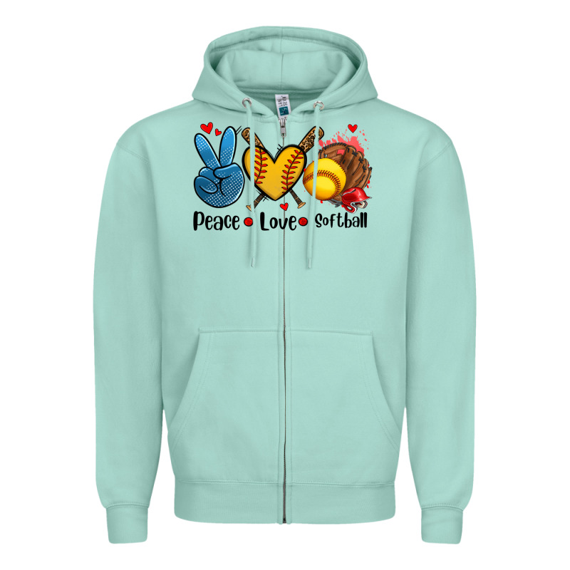 Peace Love  Softball Zipper Hoodie by AdoDesignShop | Teevron