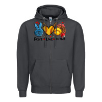 Smoke peace love  softball Zipper Hoodie - AdoDesignShop