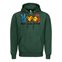 Sports Green peace love  softball Zipper Hoodie - AdoDesignShop