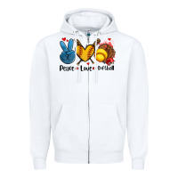 White peace love  softball Zipper Hoodie - AdoDesignShop
