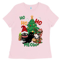 Bubblegum Pink ho ho ho meow Ladies Tee - CowGirlArtShop