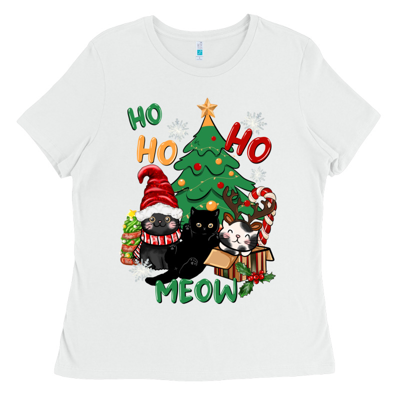 Ho Ho Ho Meow Ladies Tee by CowGirlArtShop | Teevron