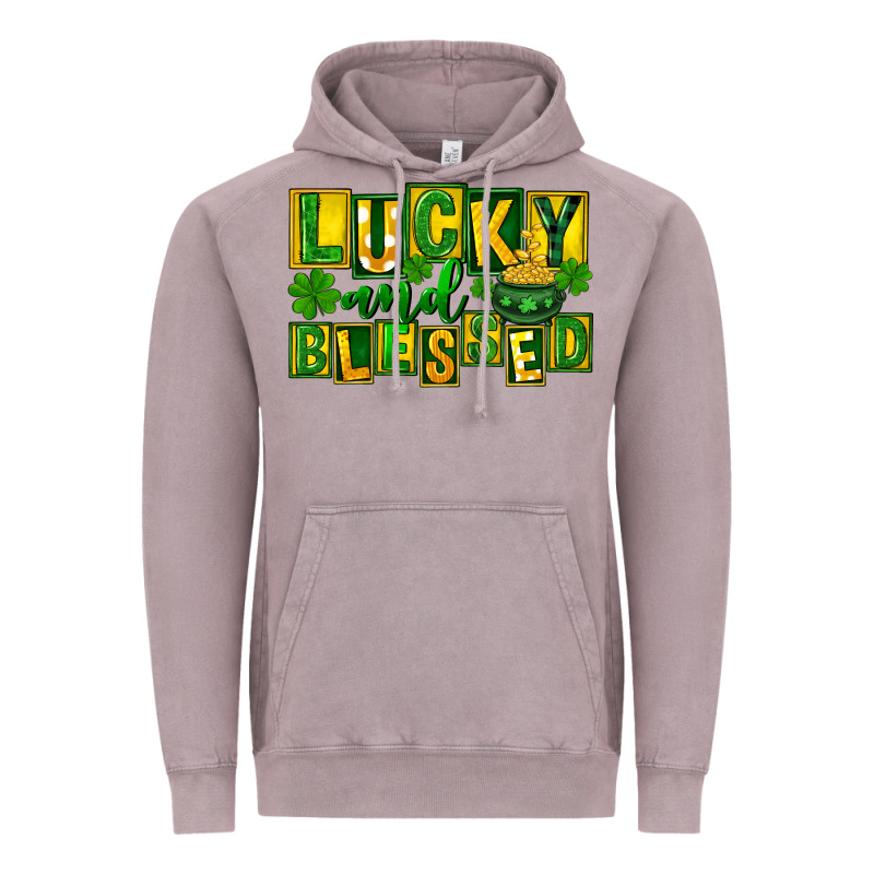 Lucky And Blessed St. Patricks Day Vintage Hoodie by FaDigitalArtStudio | Teevron
