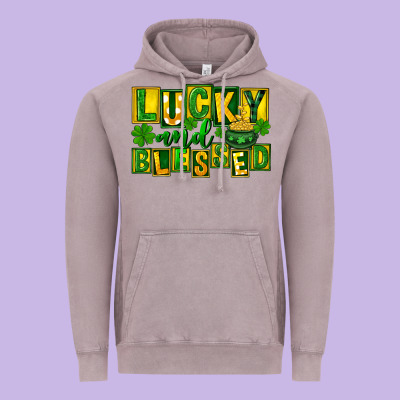 Lucky And Blessed St. Patricks Day Vintage Hoodie Designed By Fadigitalartstudio