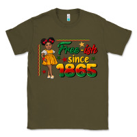 Army Green free ish since 1865 black girl peekaboo juneteenth Classic Tee - CowGirlArtShop