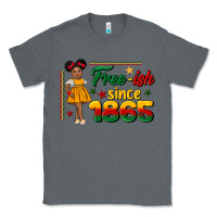 Charcoal Heather free ish since 1865 black girl peekaboo juneteenth Classic Tee - CowGirlArtShop
