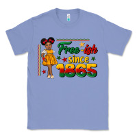 Colony Blue free ish since 1865 black girl peekaboo juneteenth Classic Tee - CowGirlArtShop