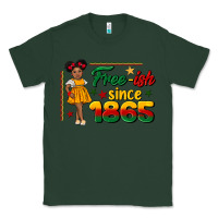 Sports Green free ish since 1865 black girl peekaboo juneteenth Classic Tee - CowGirlArtShop
