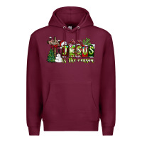 Burgundy jesus İs the reason Premium Hoodie - CowhideDigitalArt