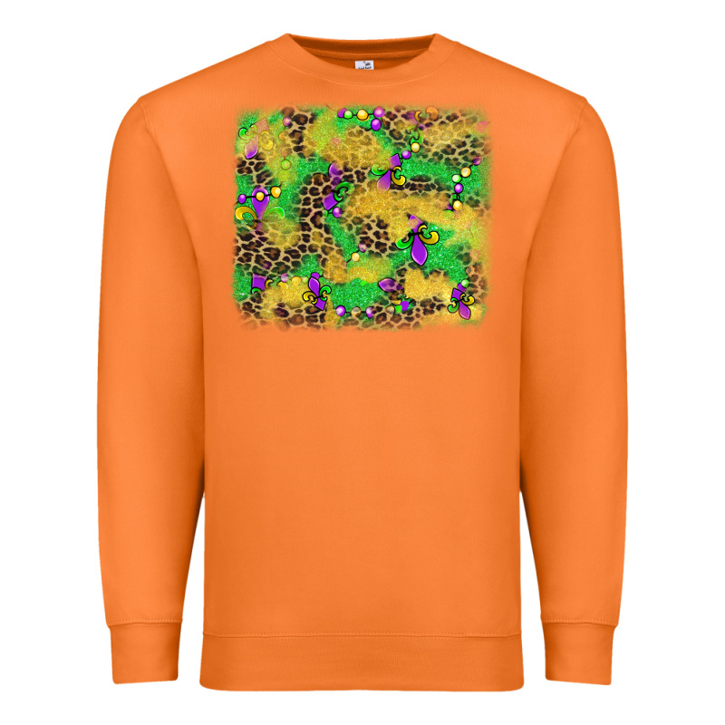 Mardi Gras Fleur De Lis And Leopard Background Premium Sweatshirt by AdoDesignShop | Teevron
