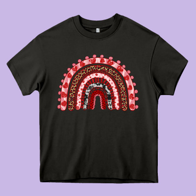 Valentines Day Rainbow Heavy Core Tee Designed By Ranaportraitstore