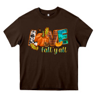 Chocolate Brown Love Fall y'all Heavy Core Tee - NancyCooperArtShop