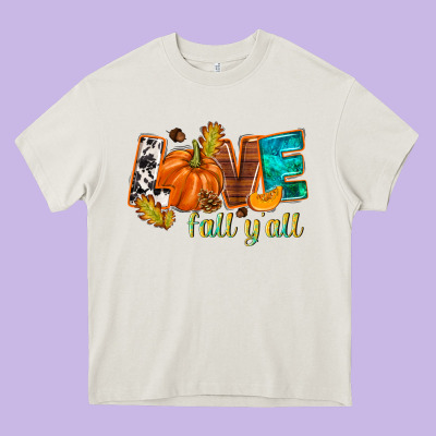 Love Fall Y'all Heavy Core Tee Designed By Nancycooperartshop