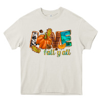 Cream Love Fall y'all Heavy Core Tee - NancyCooperArtShop