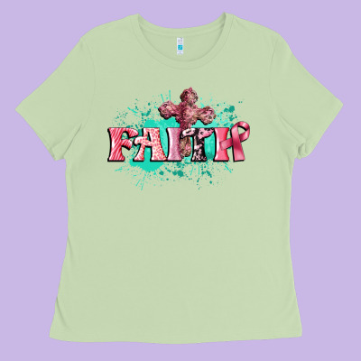 Faith Breast Cancer Ladies Tee Designed By Cowgirlartshop