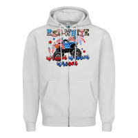 Dove Grey red white wroom wroom wroom Zipper Hoodie - AdoDesignShop