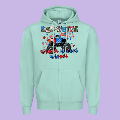 Red White Wroom Wroom Wroom Zipper Hoodie Designed By Adodesignshop
