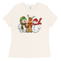 Bone christmas polar bear reindeer and snowman Ladies Tee - CowGirlArtShop