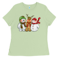 Matcha christmas polar bear reindeer and snowman Ladies Tee - CowGirlArtShop