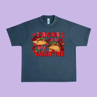 Tacos Are My Valentine Valentine's Day Urban Heavy Tee Designed By Fadigitalartstudio