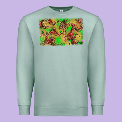 Mardi Gras Crawfish And Glitter Background Premium Sweatshirt Designed By Adodesignshop