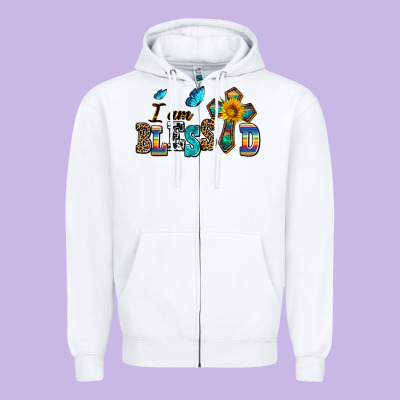 ı Am Blessed Zipper Hoodie Designed By Adodesignshop