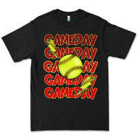 Black Game day softball lightning bolt Premium Tee - HowdyJamesFarm