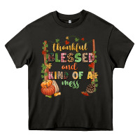 Asphalt Thankful blessed and kind of a mess Heavy Core Tee - NancyCooperArtShop