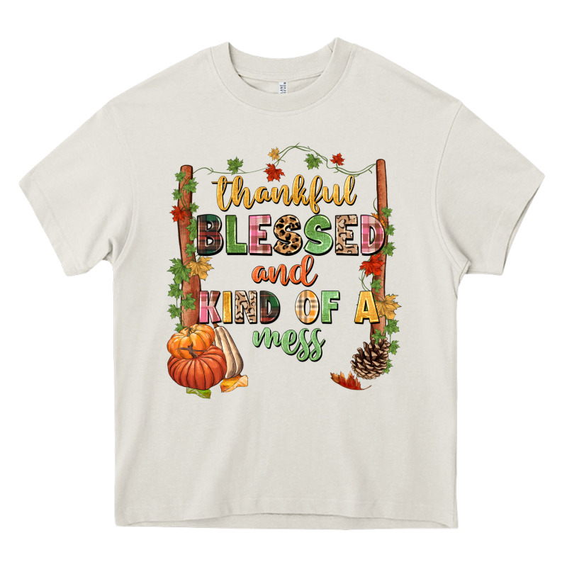 Thankful Blessed And Kind Of A Mess Heavy Core Tee by NancyCooperArtShop | Teevron