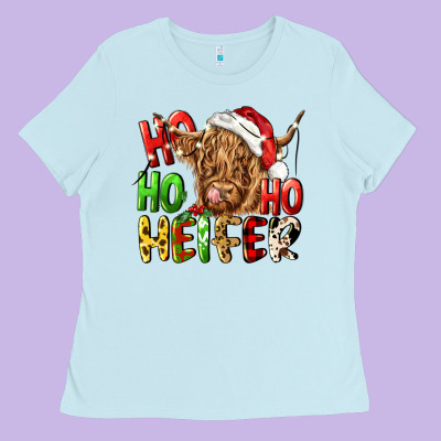 Ho Ho Ho Heifer Ladies Tee Designed By Cowgirlartshop